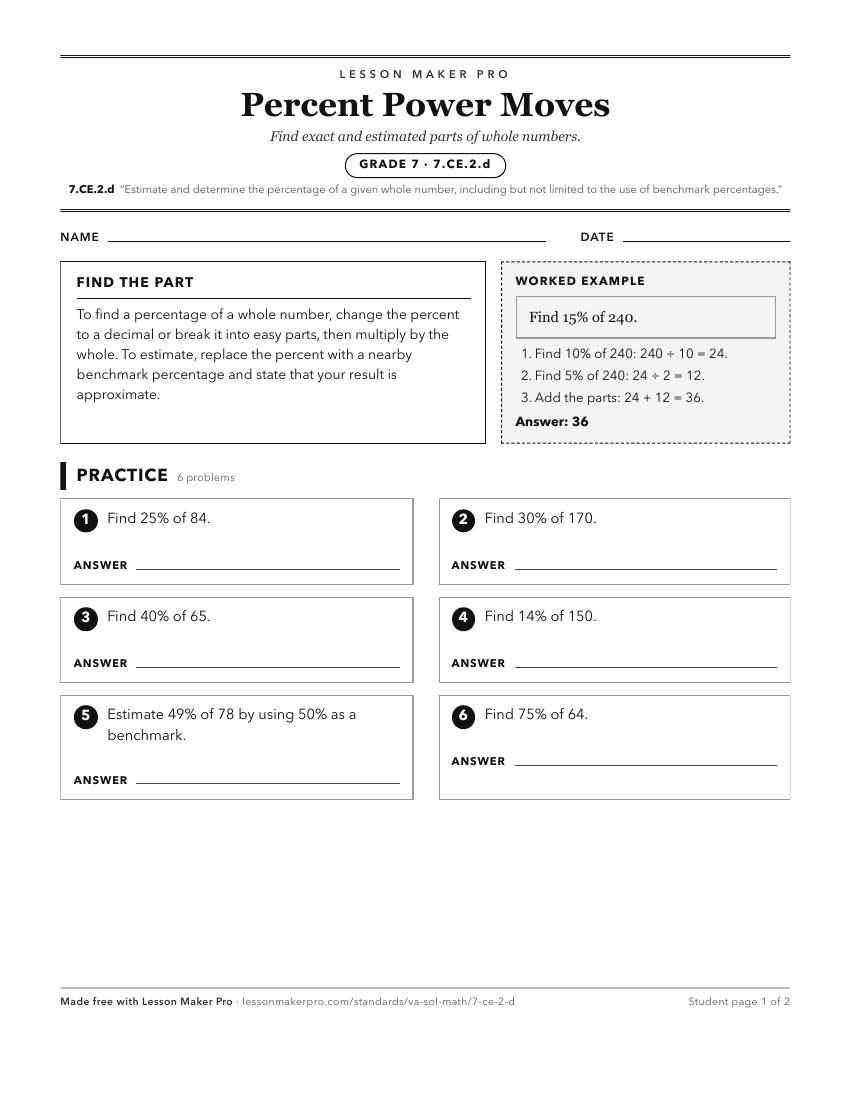 Preview of the 7.CE.2.d printable worksheet