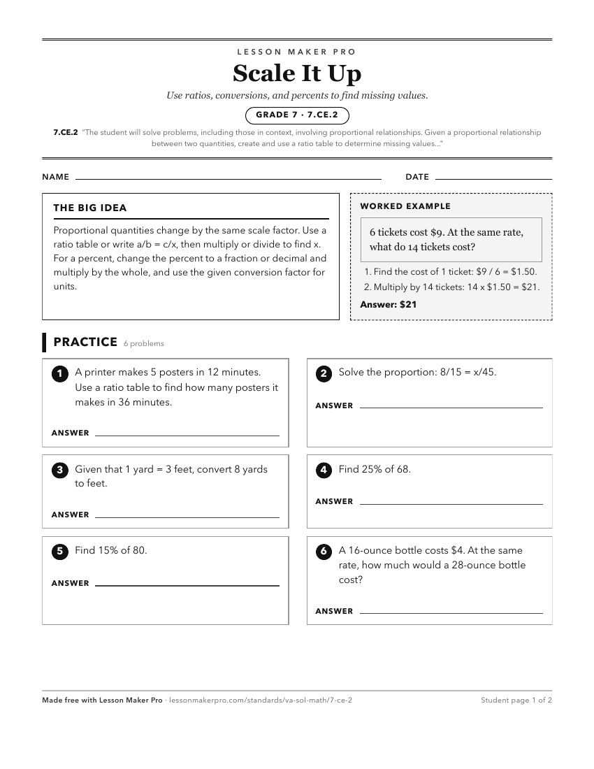 Preview of the 7.CE.2 printable worksheet