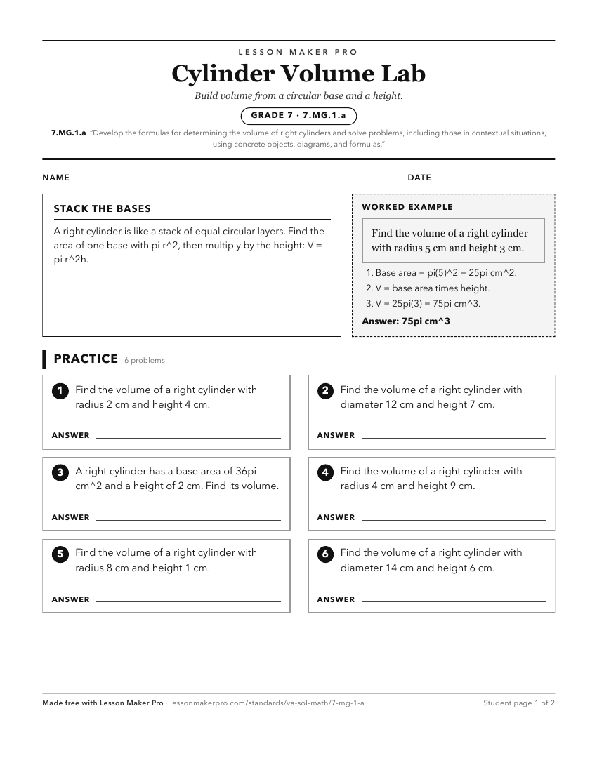 Preview of the 7.MG.1.a printable worksheet