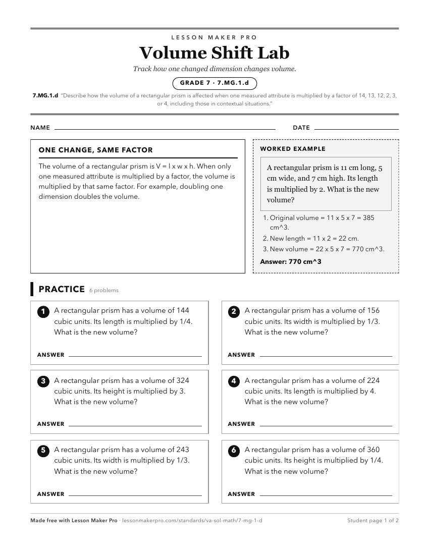 Preview of the 7.MG.1.d printable worksheet