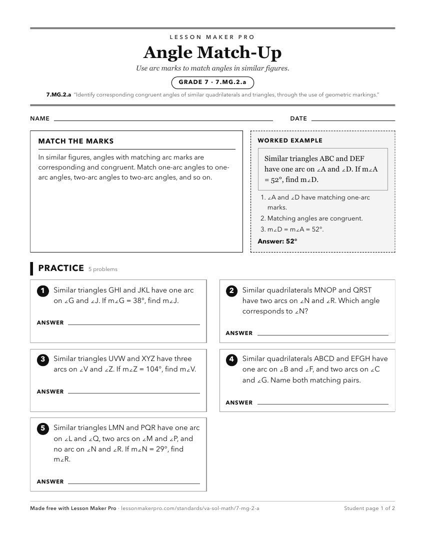 Preview of the 7.MG.2.a printable worksheet
