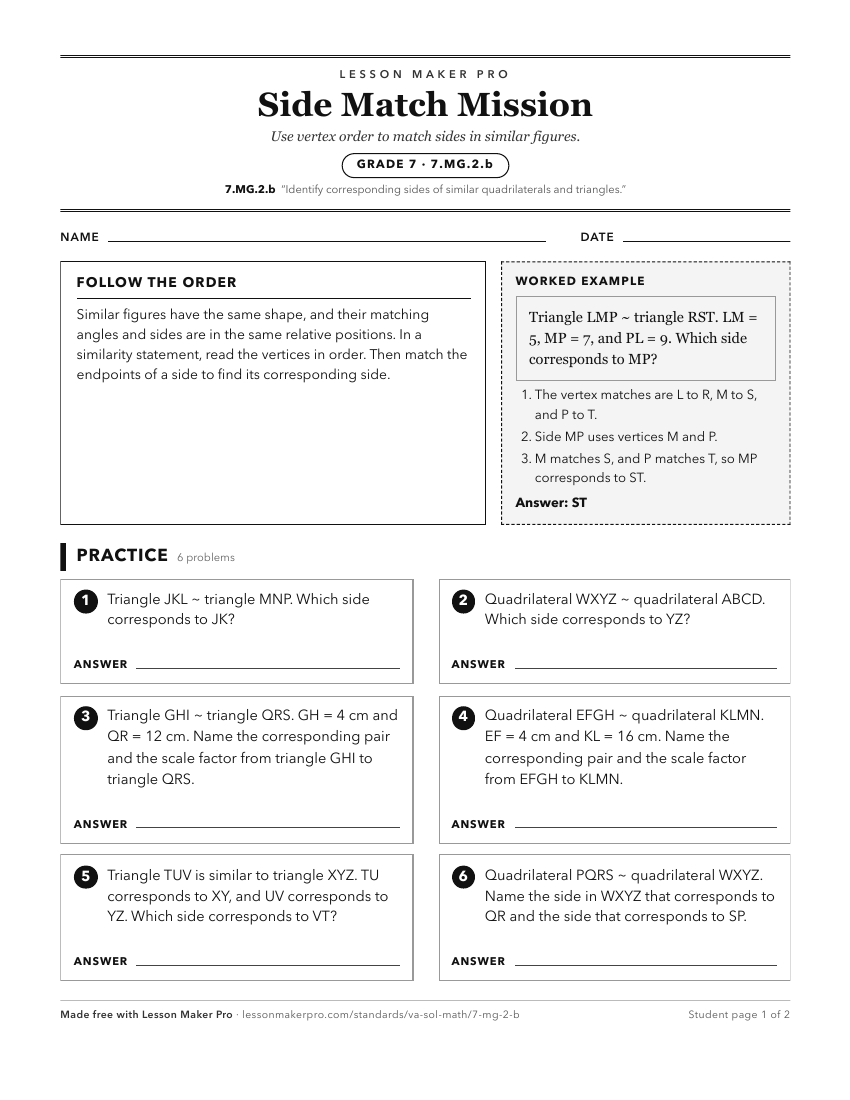 Preview of the 7.MG.2.b printable worksheet