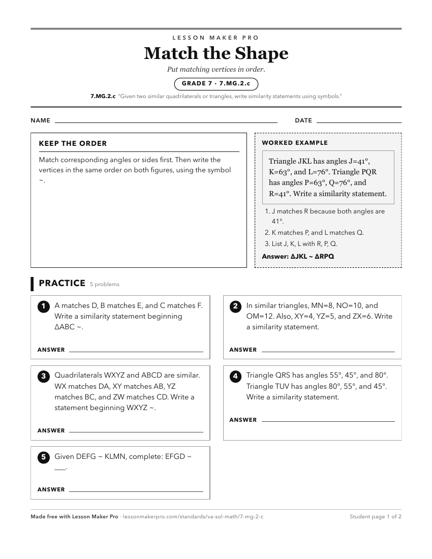 Preview of the 7.MG.2.c printable worksheet
