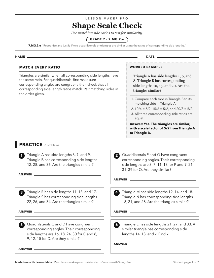 Preview of the 7.MG.2.e printable worksheet