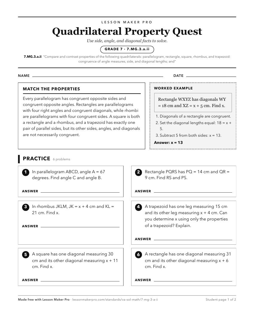 Preview of the 7.MG.3.a.ii printable worksheet