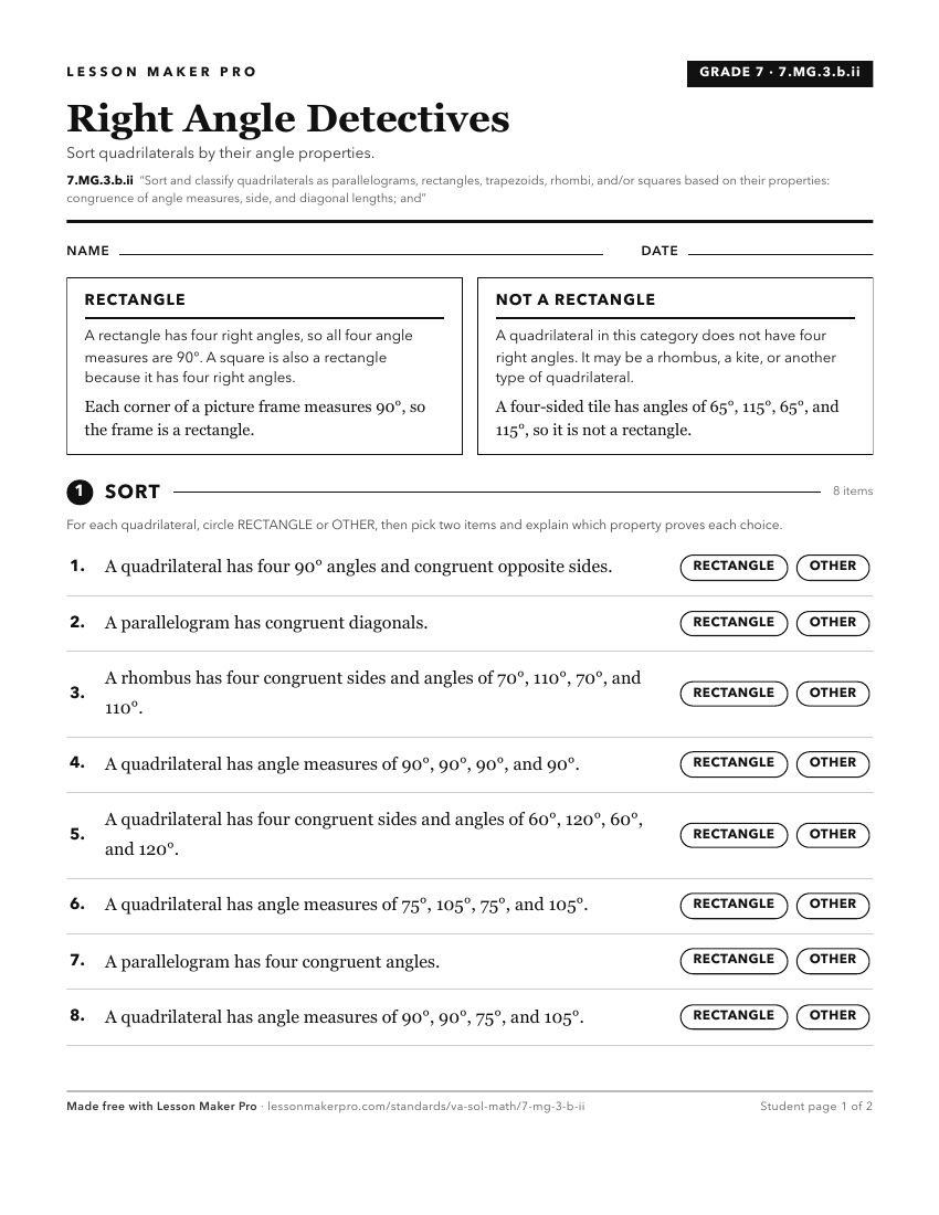 Preview of the 7.MG.3.b.ii printable worksheet