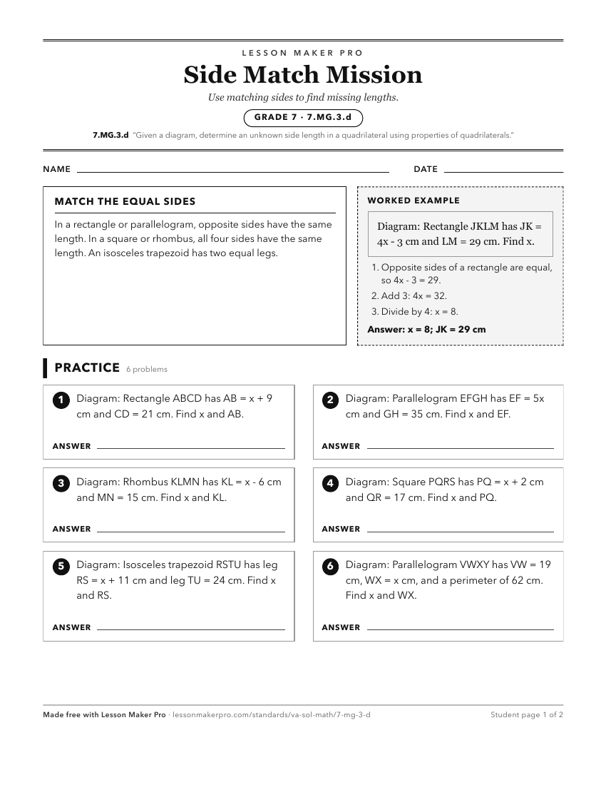 Preview of the 7.MG.3.d printable worksheet