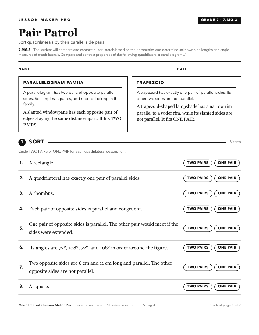 Preview of the 7.MG.3 printable worksheet