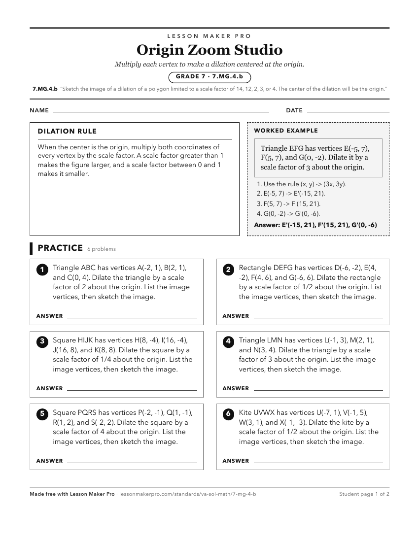 Preview of the 7.MG.4.b printable worksheet