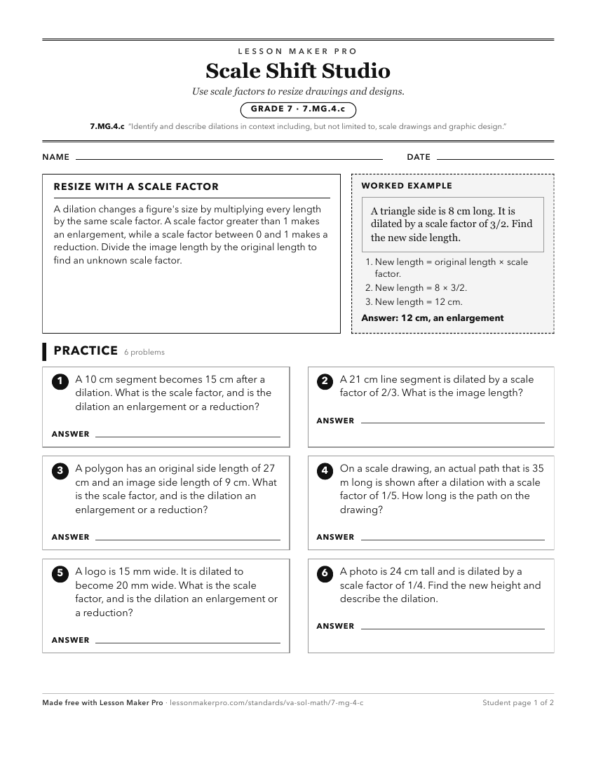Preview of the 7.MG.4.c printable worksheet