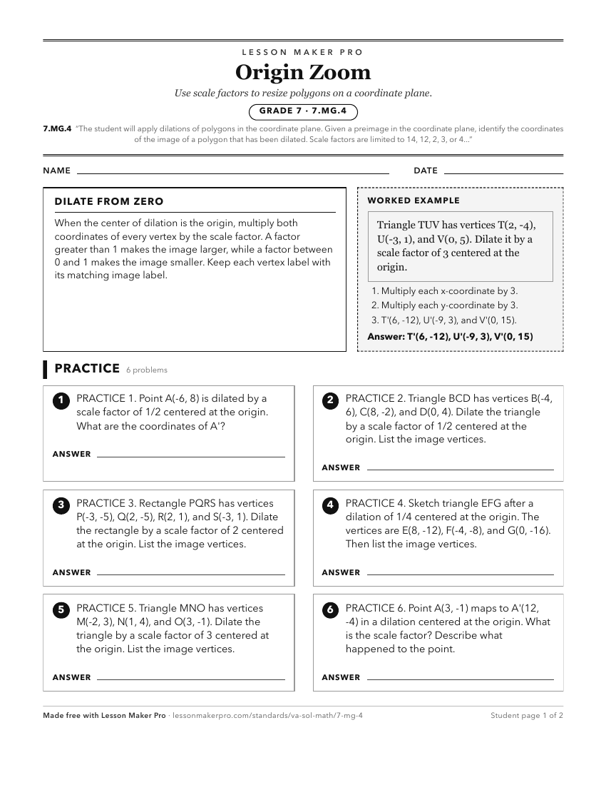 Preview of the 7.MG.4 printable worksheet