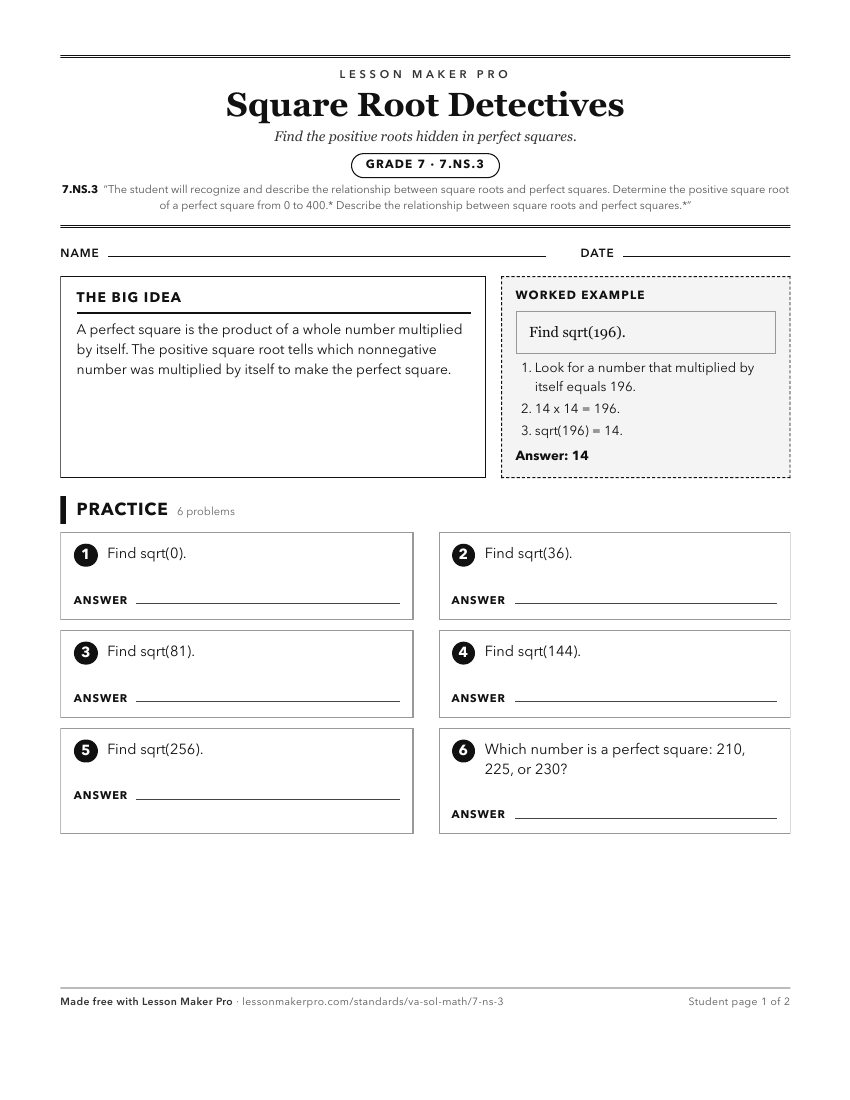 Preview of the 7.NS.3 printable worksheet