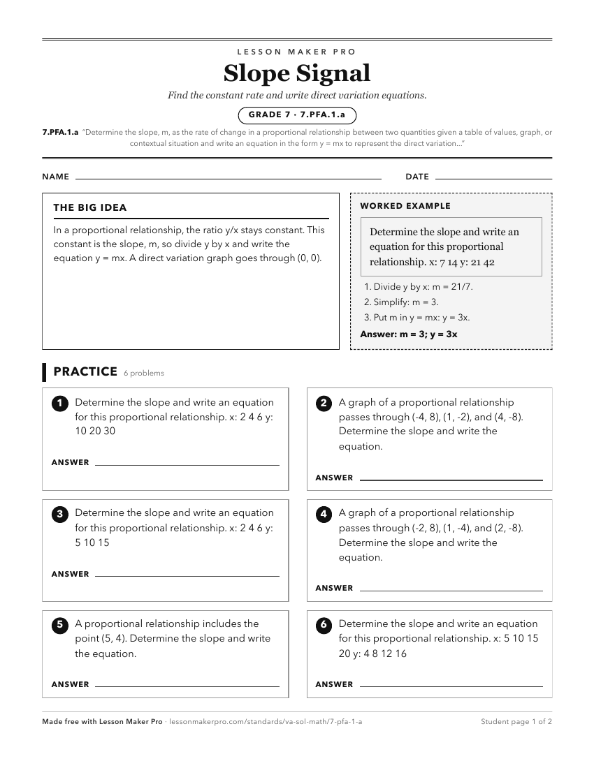 Preview of the 7.PFA.1.a printable worksheet
