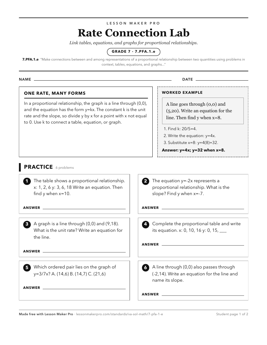 Preview of the 7.PFA.1.e printable worksheet