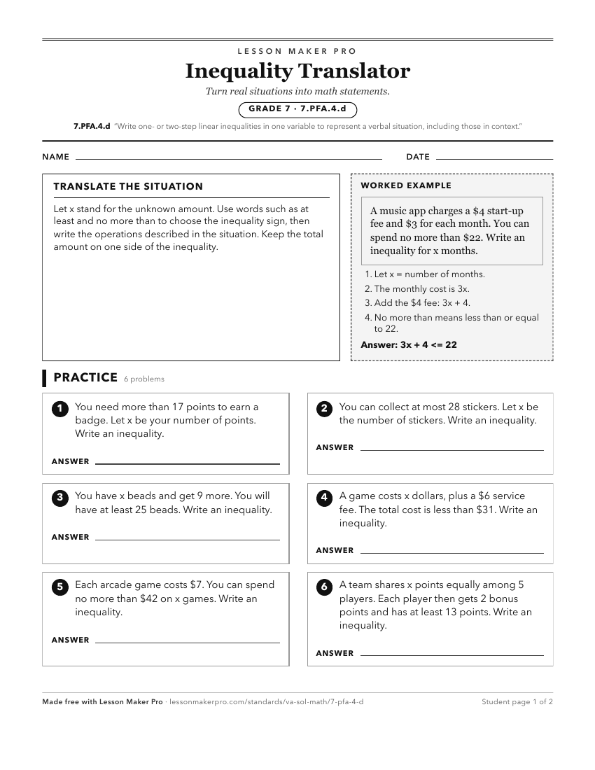 Preview of the 7.PFA.4.d printable worksheet