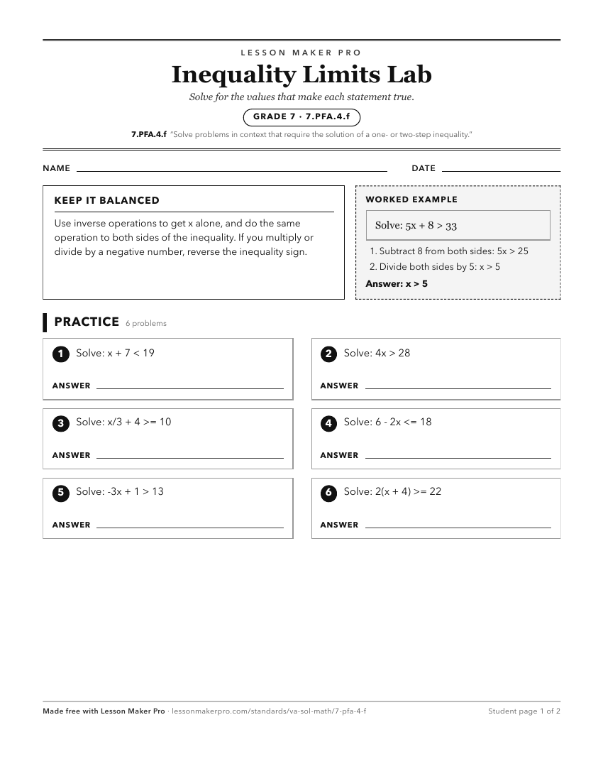 Preview of the 7.PFA.4.f printable worksheet