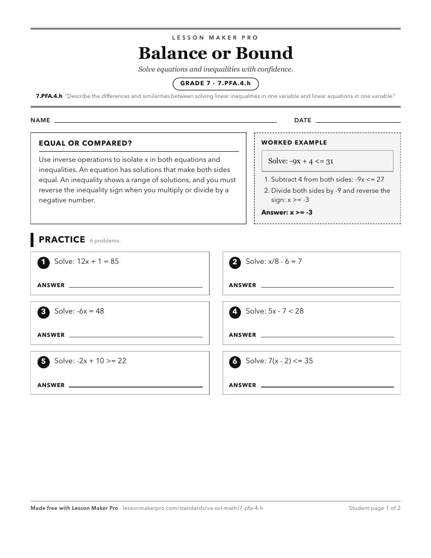 Preview of the 7.PFA.4.h printable worksheet