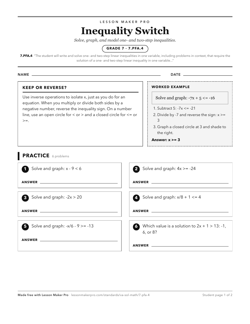 Preview of the 7.PFA.4 printable worksheet