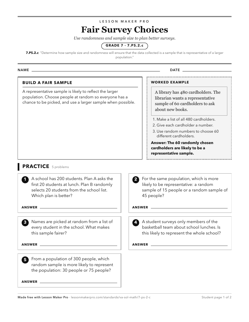 Preview of the 7.PS.2.c printable worksheet