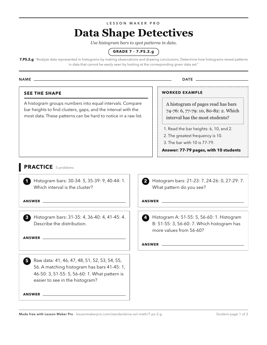 Preview of the 7.PS.2.g printable worksheet