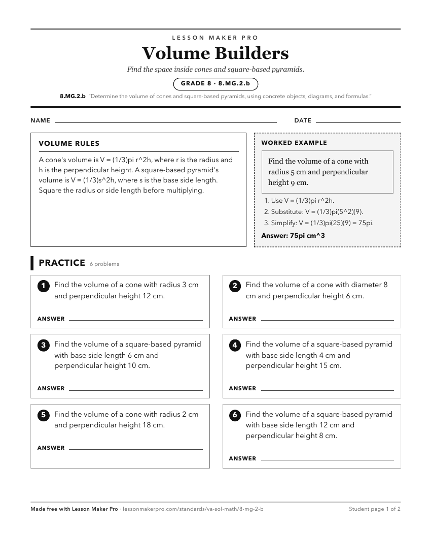 Preview of the 8.MG.2.b printable worksheet