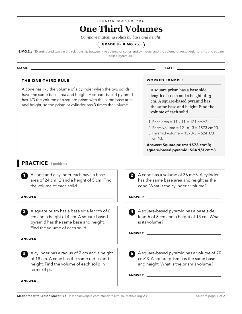 Preview of the 8.MG.2.c printable worksheet