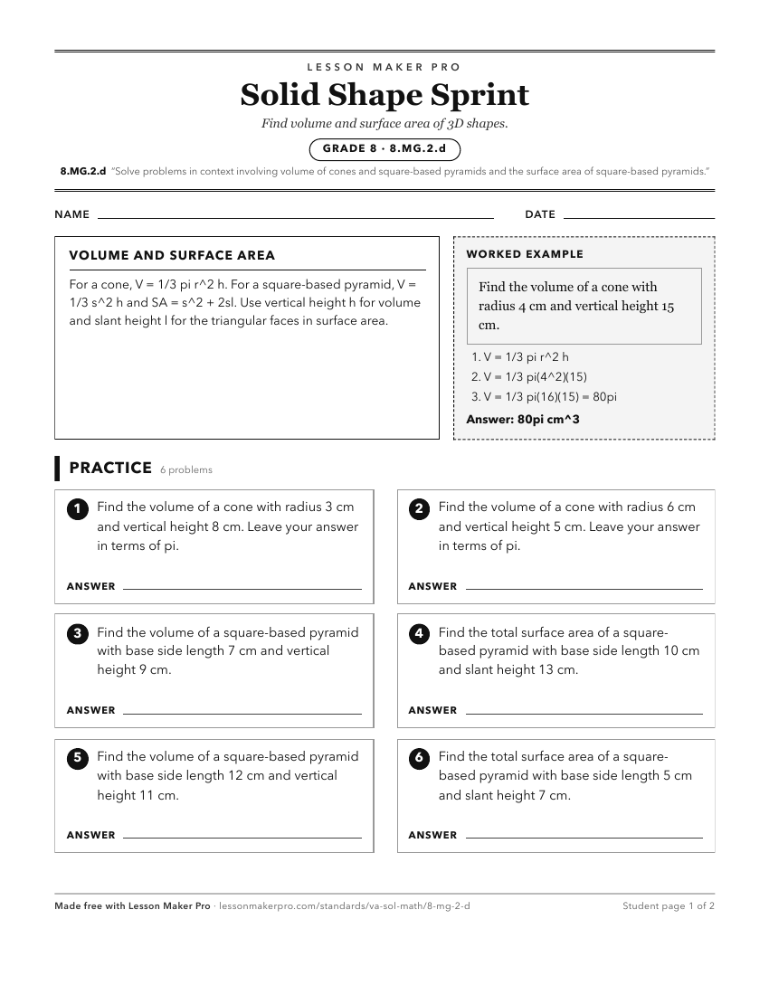 Preview of the 8.MG.2.d printable worksheet