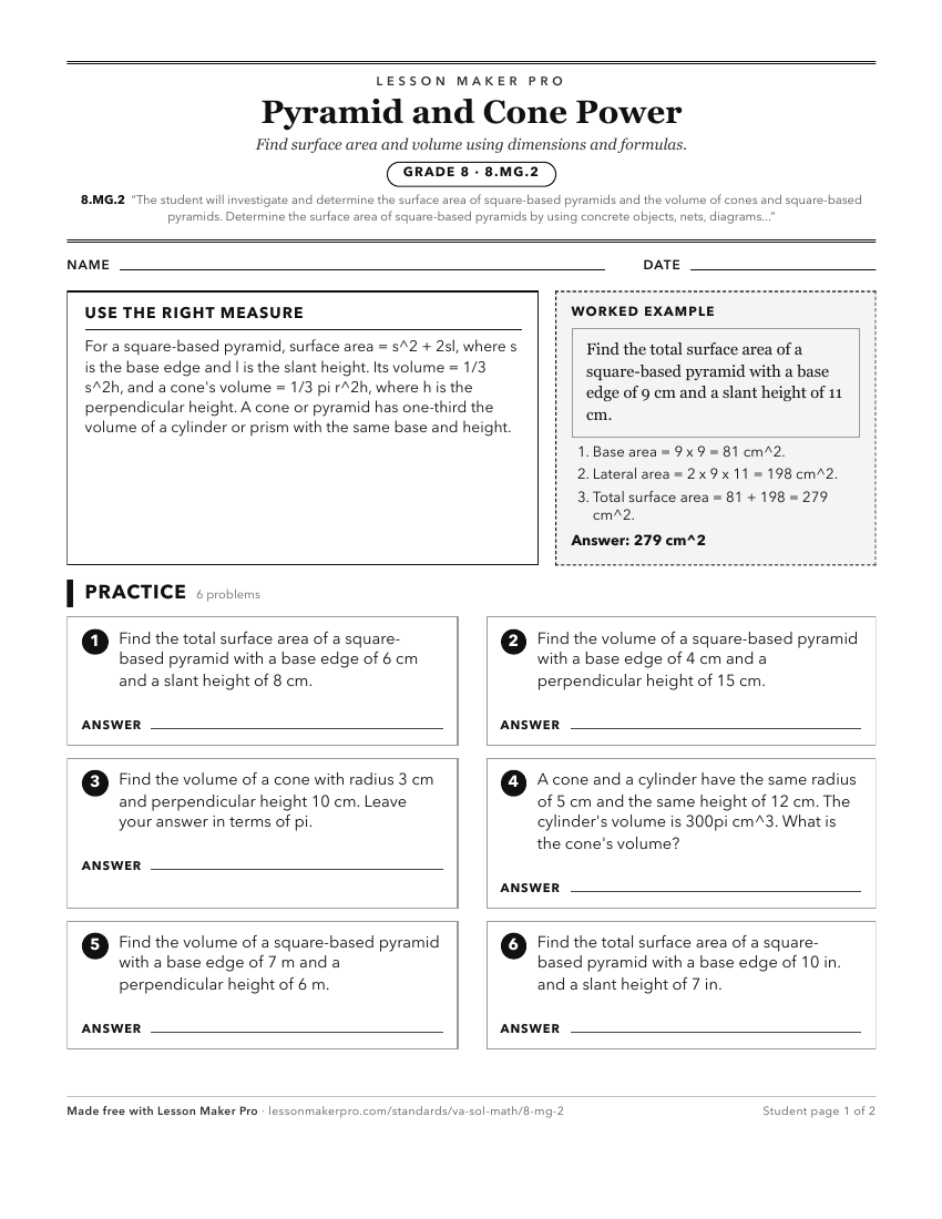 Preview of the 8.MG.2 printable worksheet