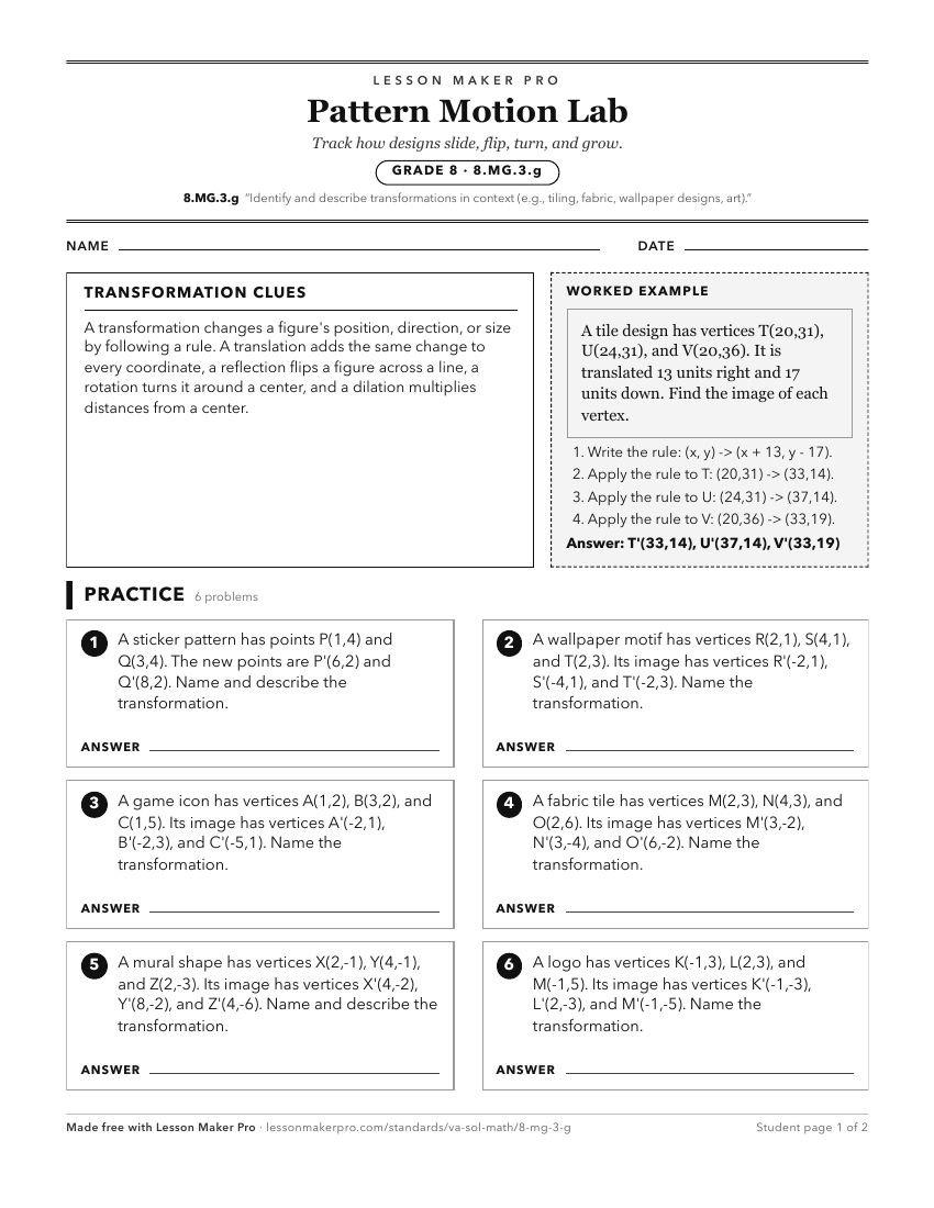 Preview of the 8.MG.3.g printable worksheet