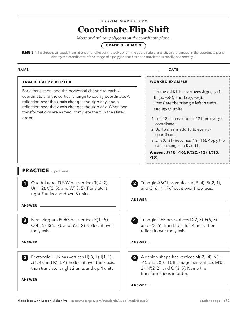 Preview of the 8.MG.3 printable worksheet