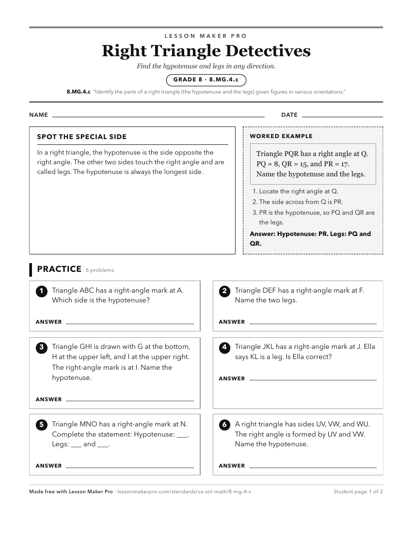 Preview of the 8.MG.4.c printable worksheet