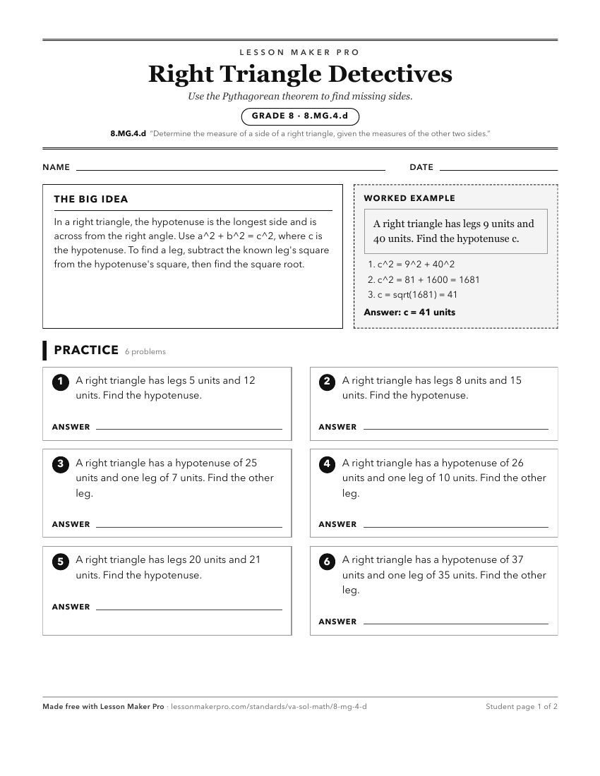 Preview of the 8.MG.4.d printable worksheet
