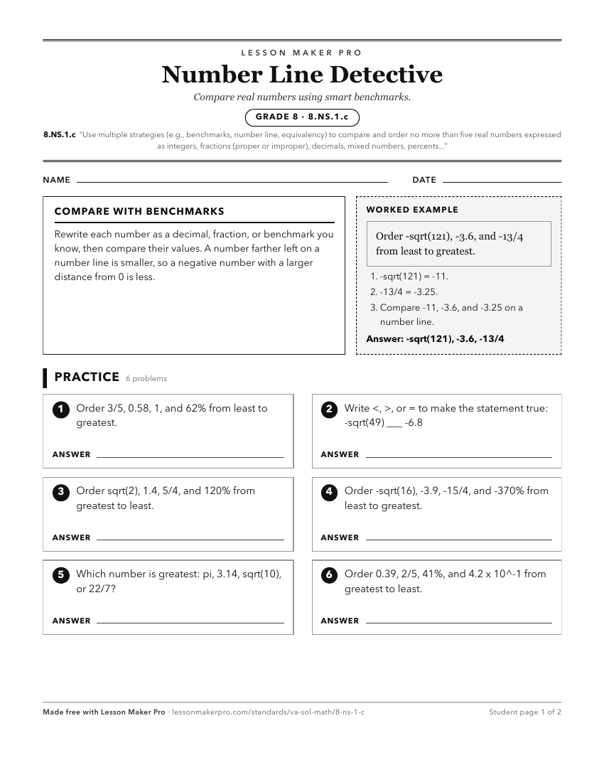 Preview of the 8.NS.1.c printable worksheet