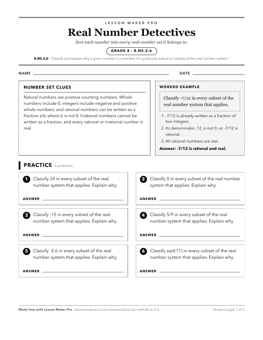 Preview of the 8.NS.2.b printable worksheet