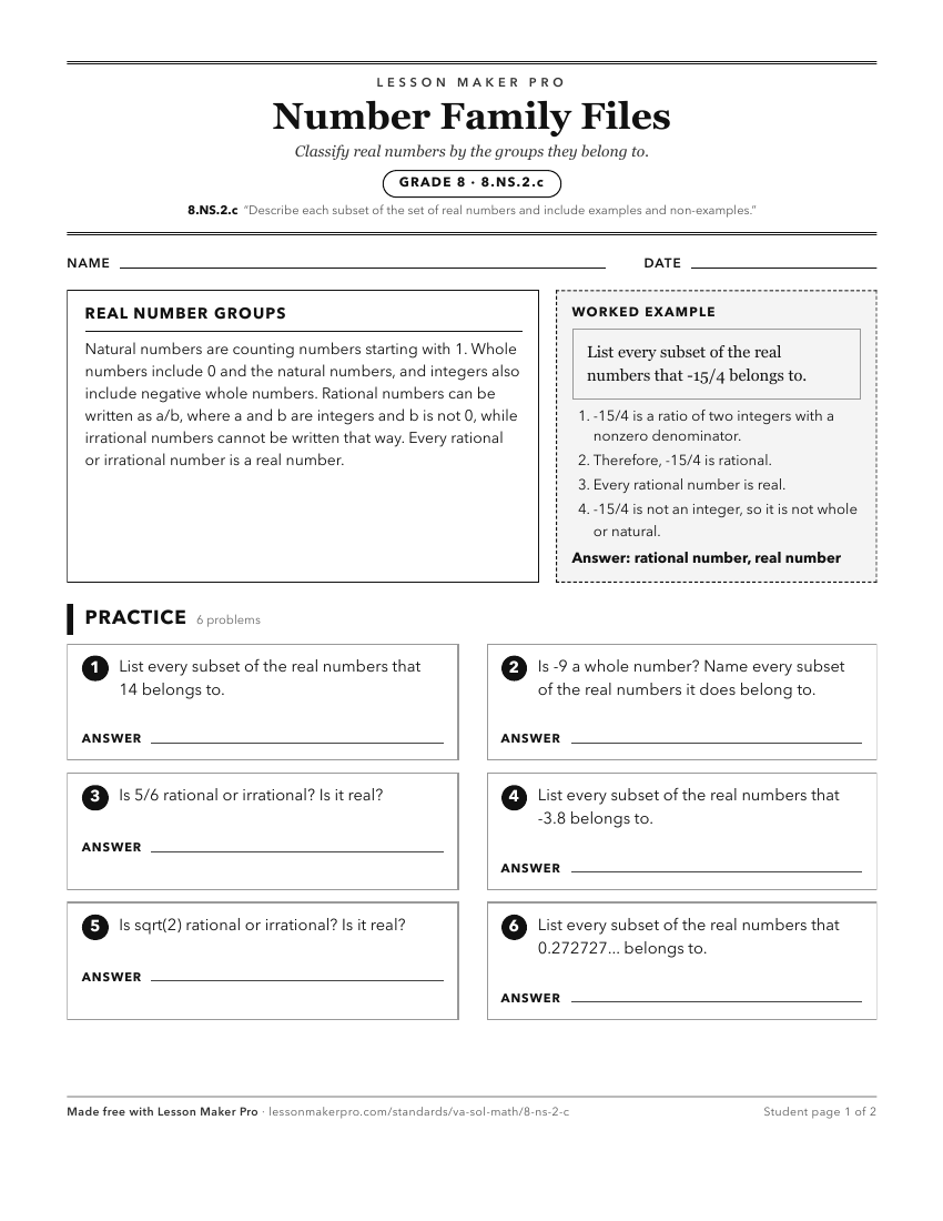 Preview of the 8.NS.2.c printable worksheet