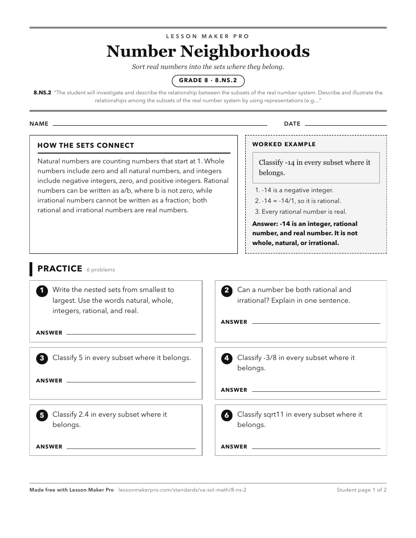 Preview of the 8.NS.2 printable worksheet