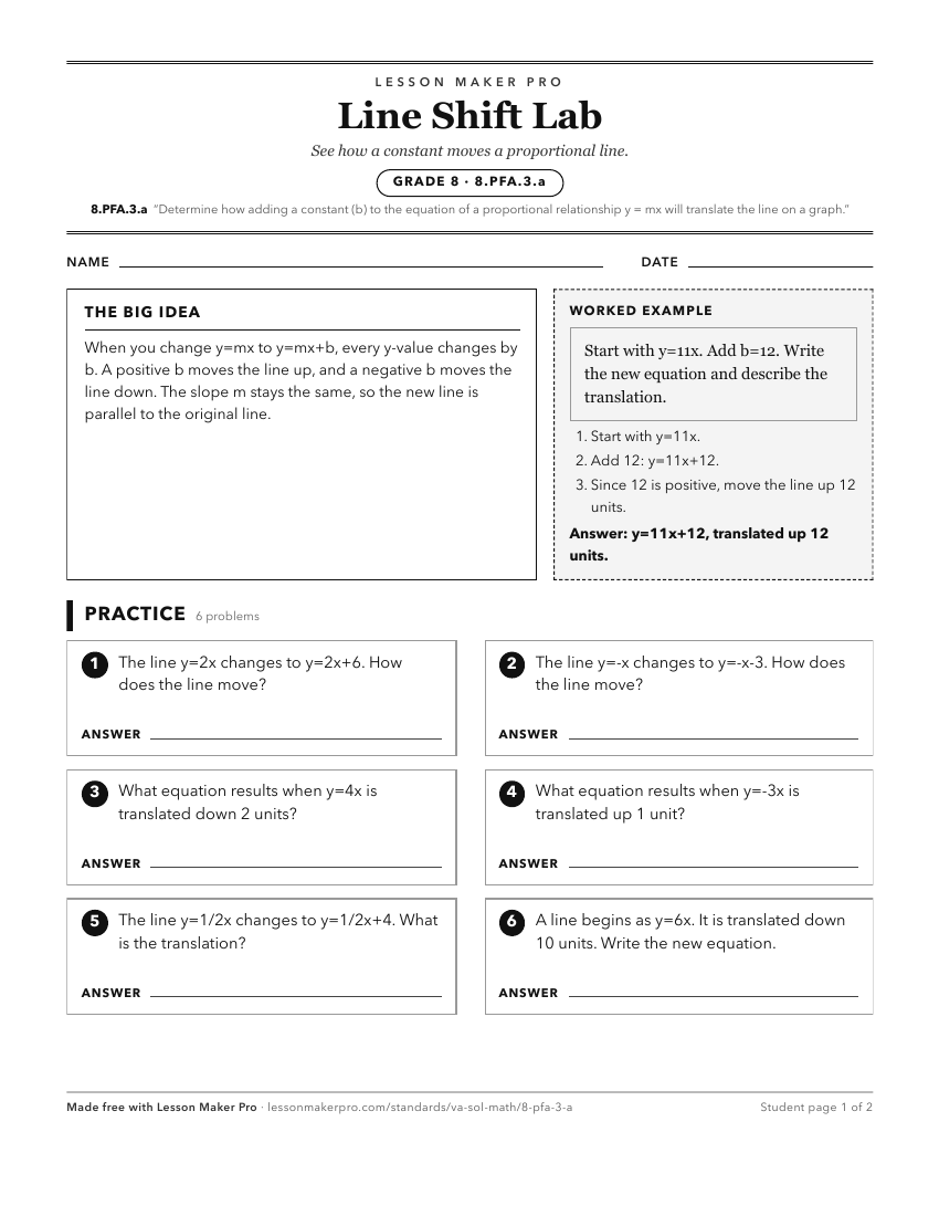 Preview of the 8.PFA.3.a printable worksheet