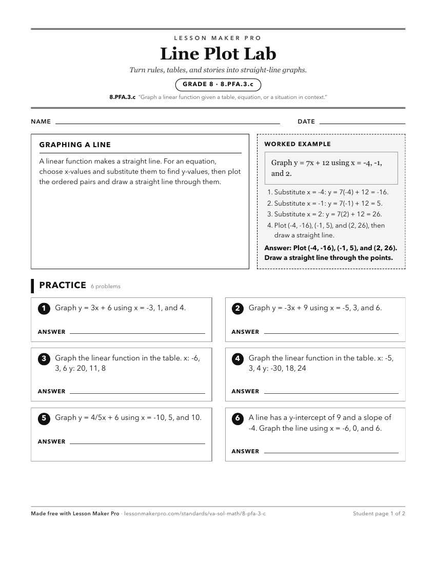 Preview of the 8.PFA.3.c printable worksheet