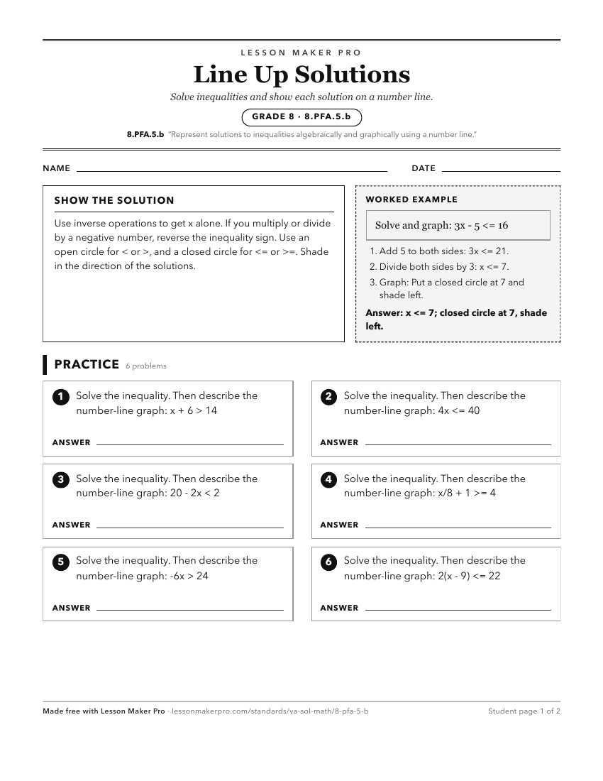 Preview of the 8.PFA.5.b printable worksheet