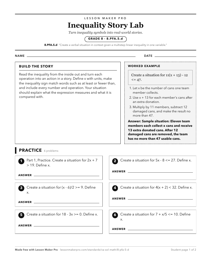 Preview of the 8.PFA.5.d printable worksheet