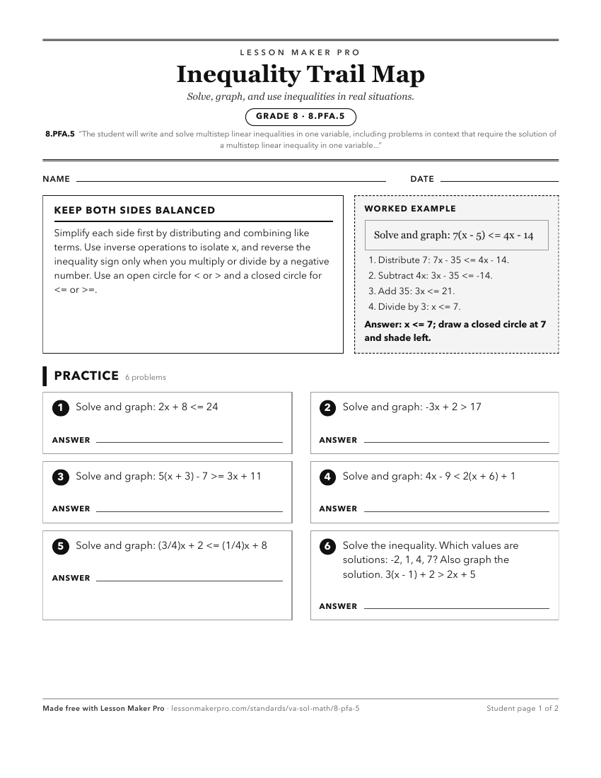 Preview of the 8.PFA.5 printable worksheet