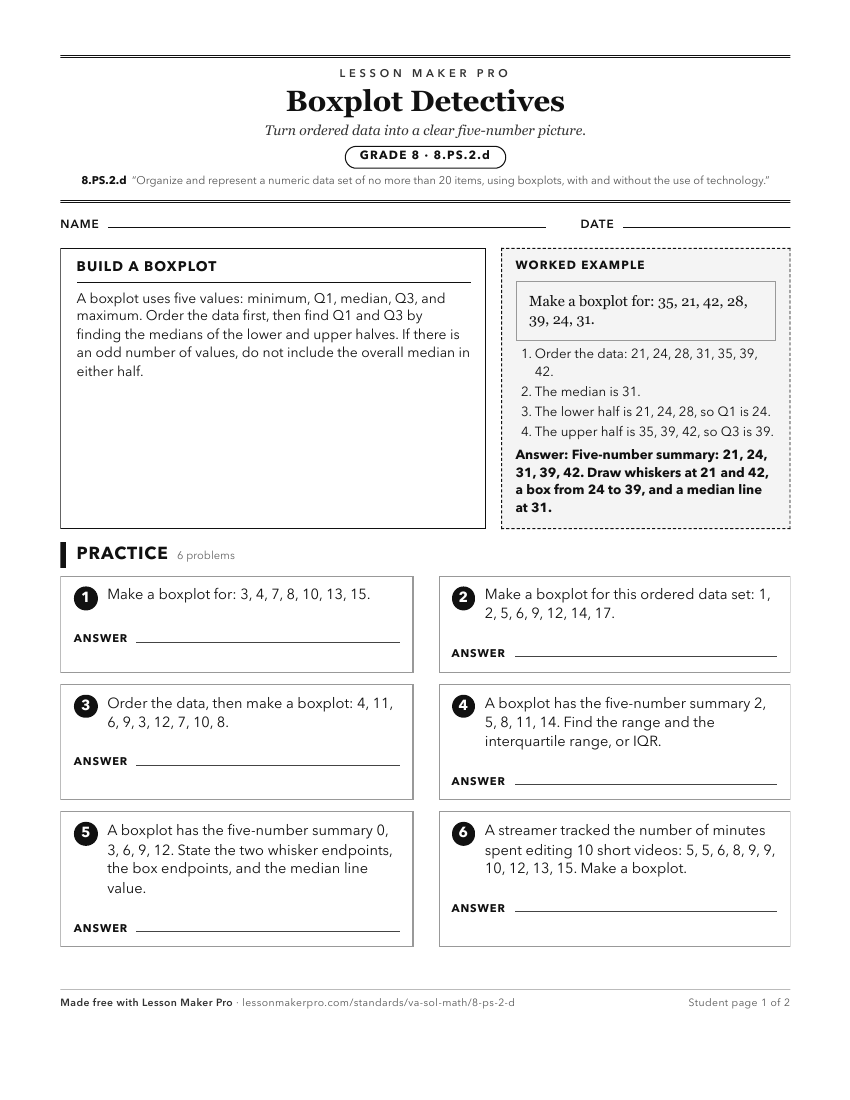 Preview of the 8.PS.2.d printable worksheet