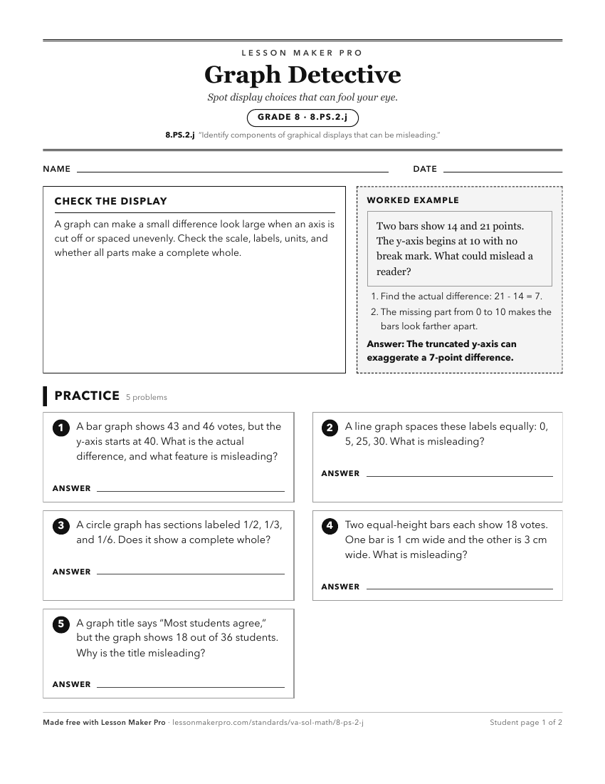 Preview of the 8.PS.2.j printable worksheet