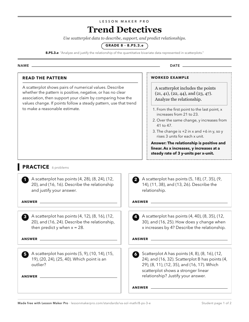Preview of the 8.PS.3.e printable worksheet