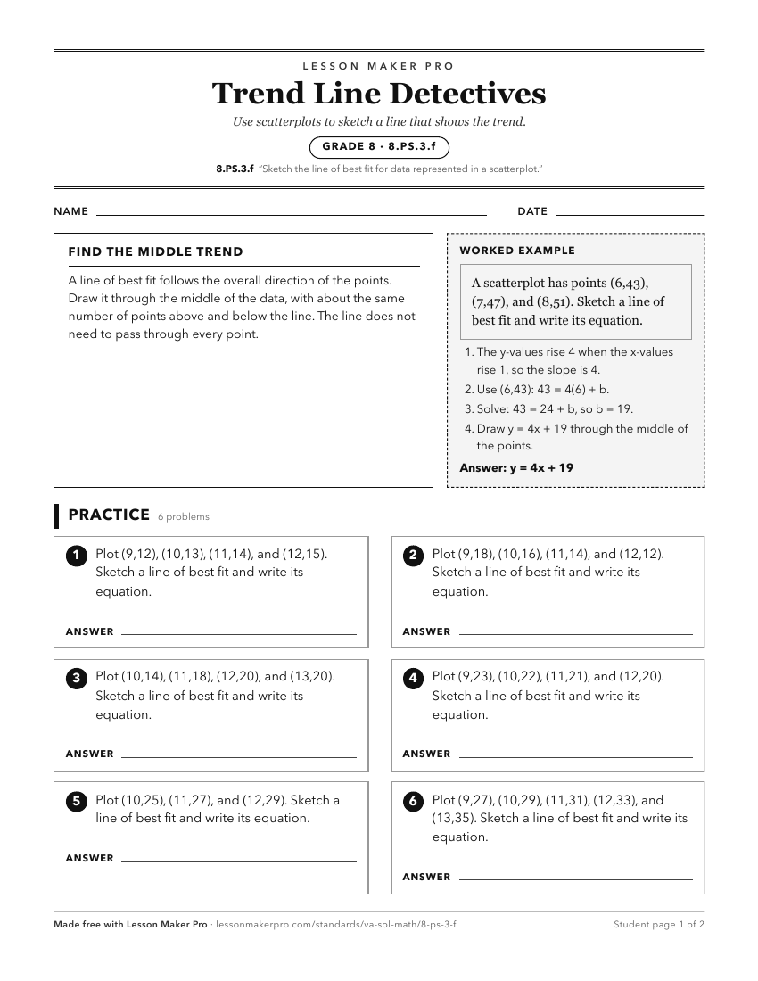 Preview of the 8.PS.3.f printable worksheet