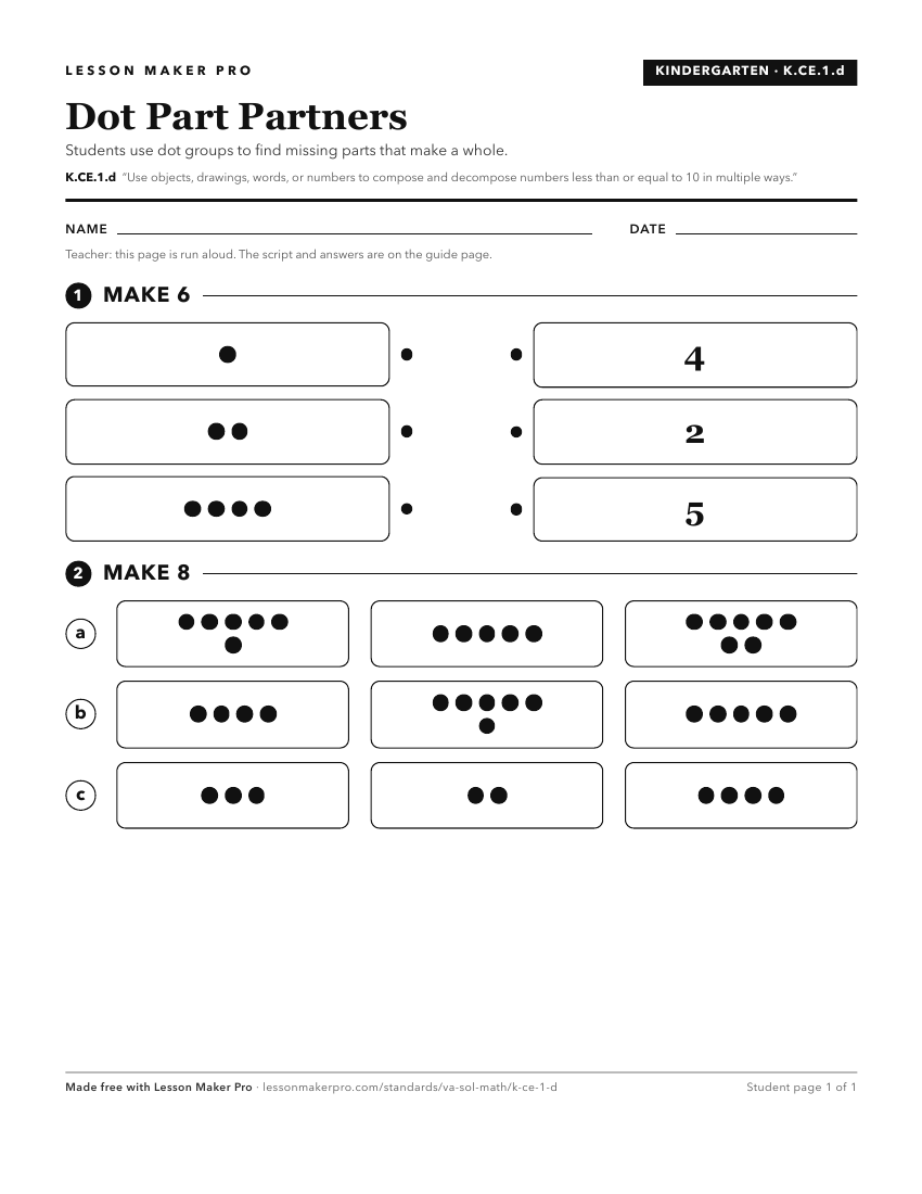 Preview of the K.CE.1.d printable worksheet