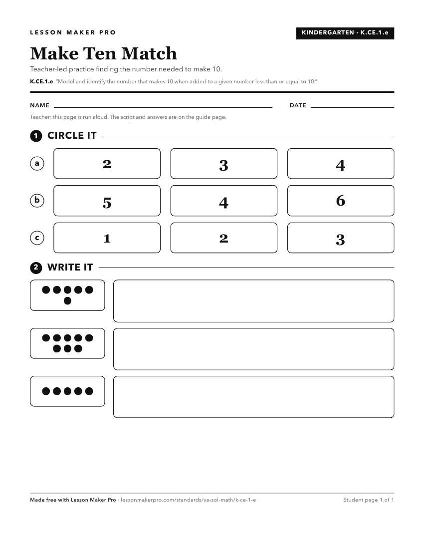 Preview of the K.CE.1.e printable worksheet