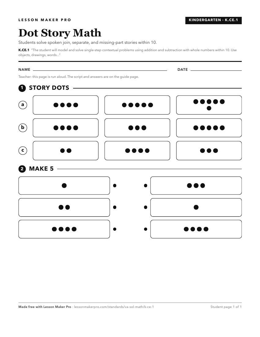 Preview of the K.CE.1 printable worksheet