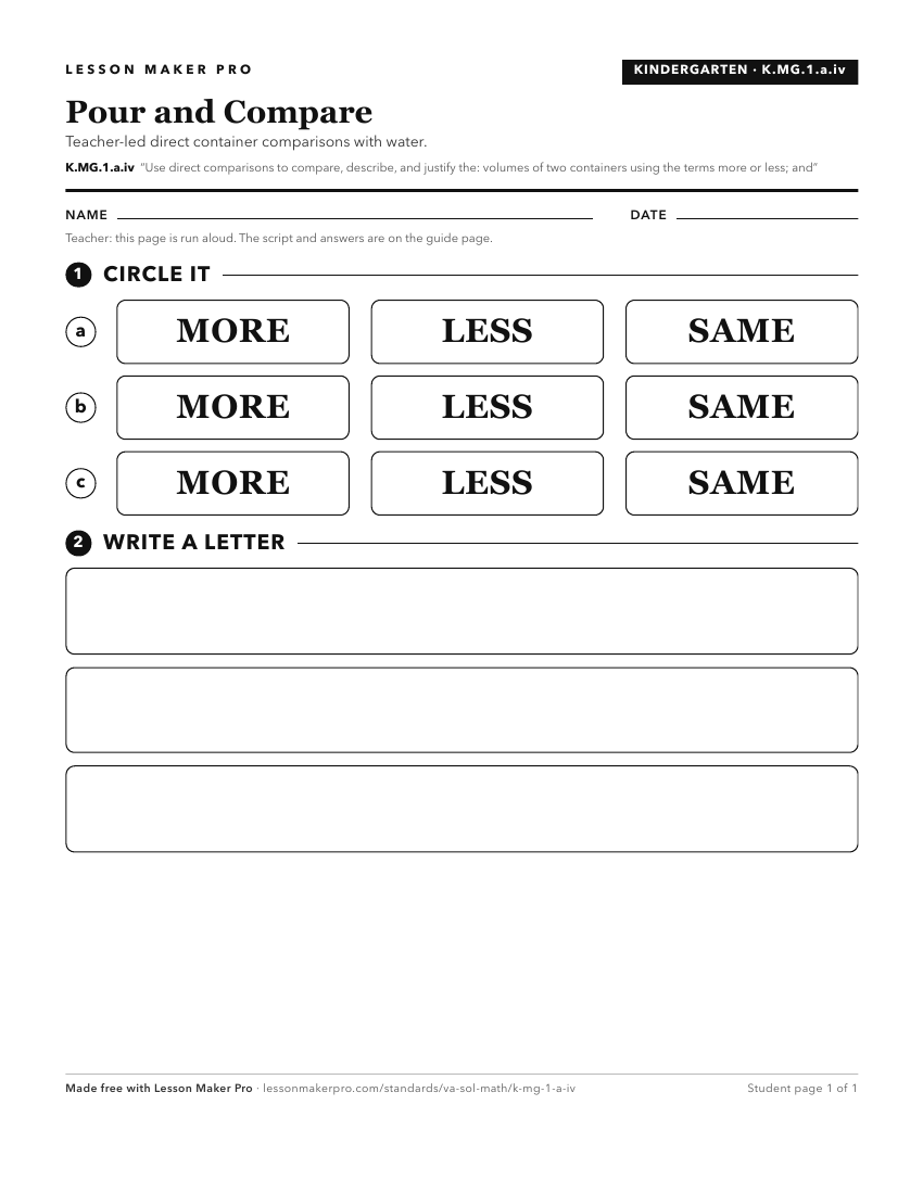 Preview of the K.MG.1.a.iv printable worksheet