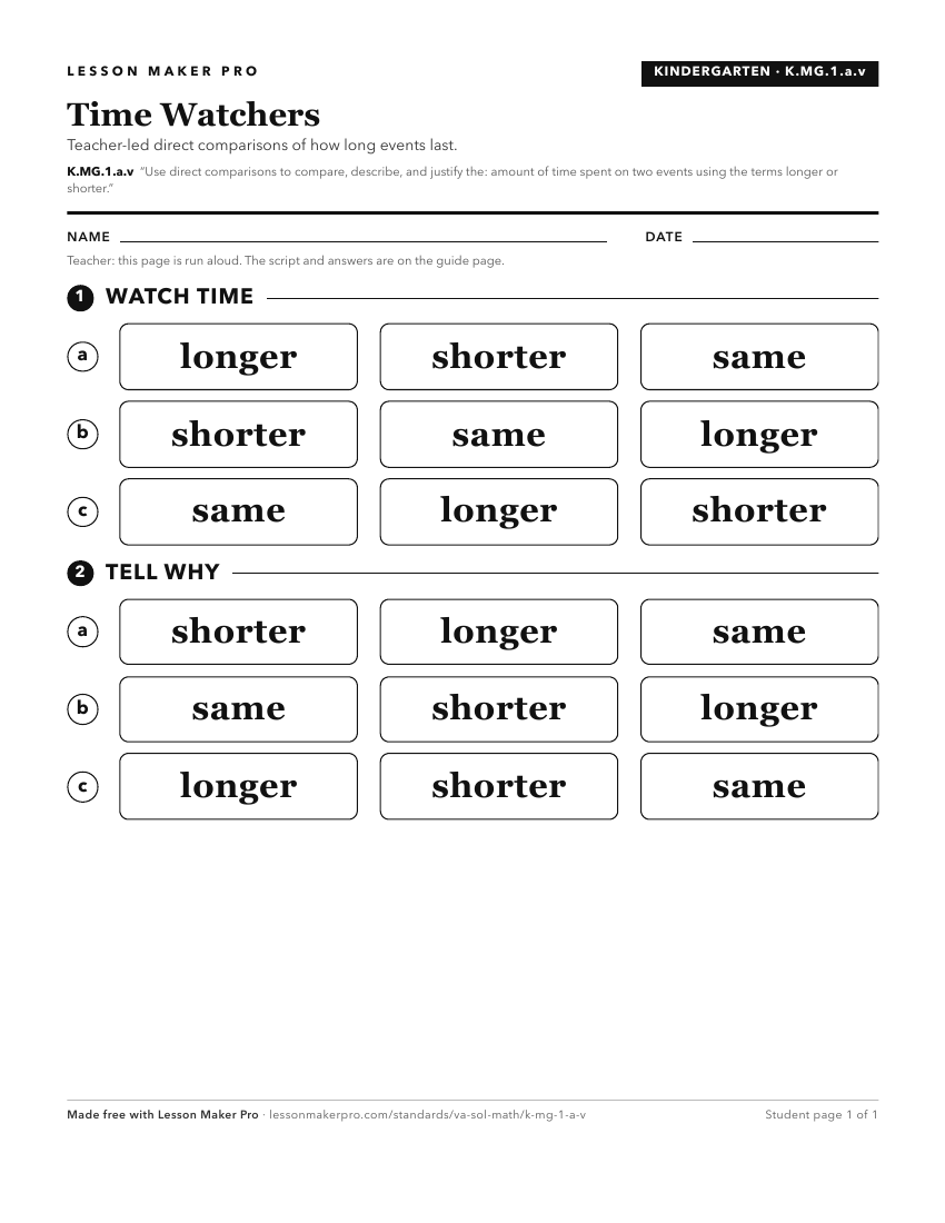 Preview of the K.MG.1.a.v printable worksheet